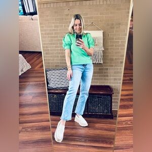 Green Puff Sleeve Blouse